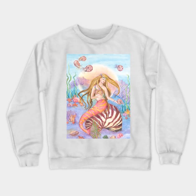 Nautilus Queen Mermaid Crewneck Sweatshirt by cristinahansen